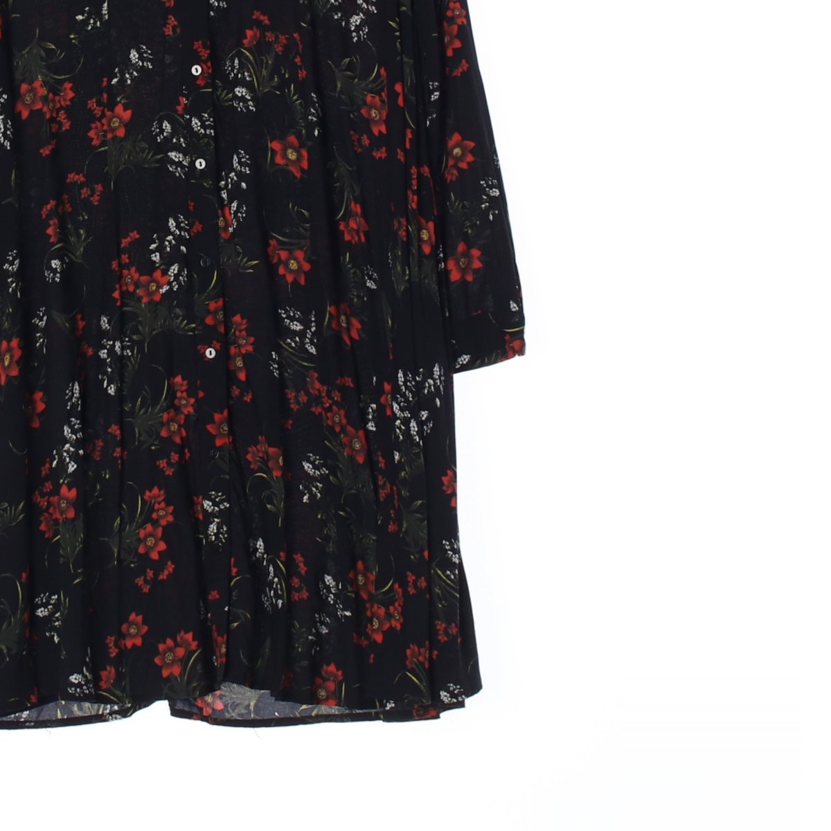 자라 블랙 플라워 셔츠 미니 원피스 이미지 3