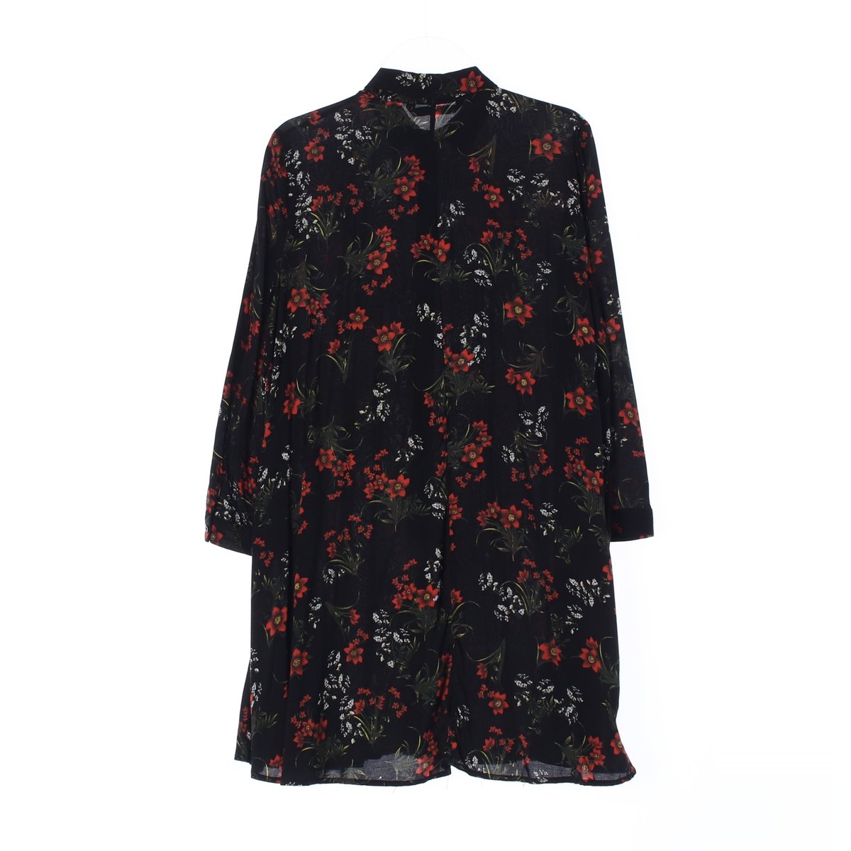 자라 블랙 플라워 셔츠 미니 원피스 이미지 4