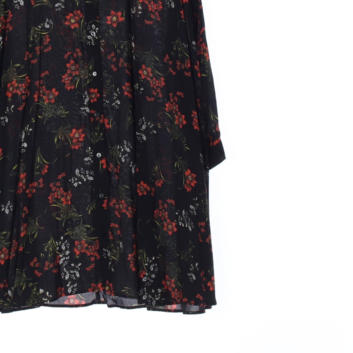 자라 블랙 플라워 셔츠 미니 원피스 이미지 3