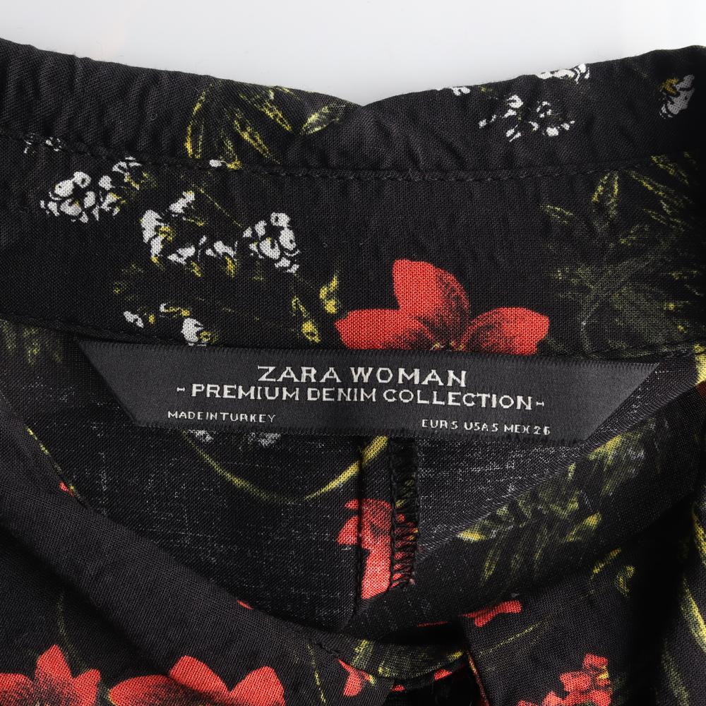 자라 블랙 플라워 셔츠 미니 원피스 이미지 5