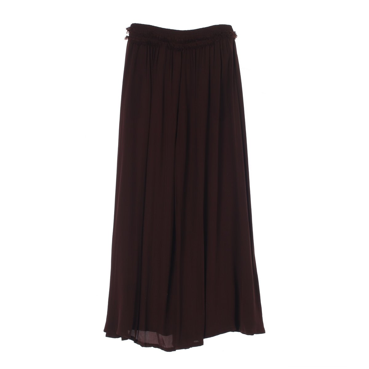 자라 브라운 밴딩 쉬폰 롱 스커트 이미지 4