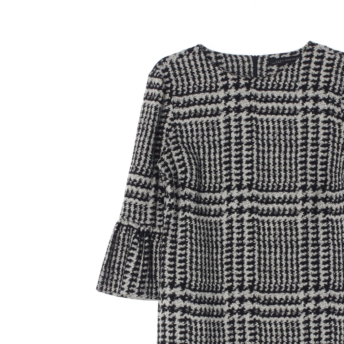 자라 블랙 화이트 체크 7부소매 원피스 이미지 2