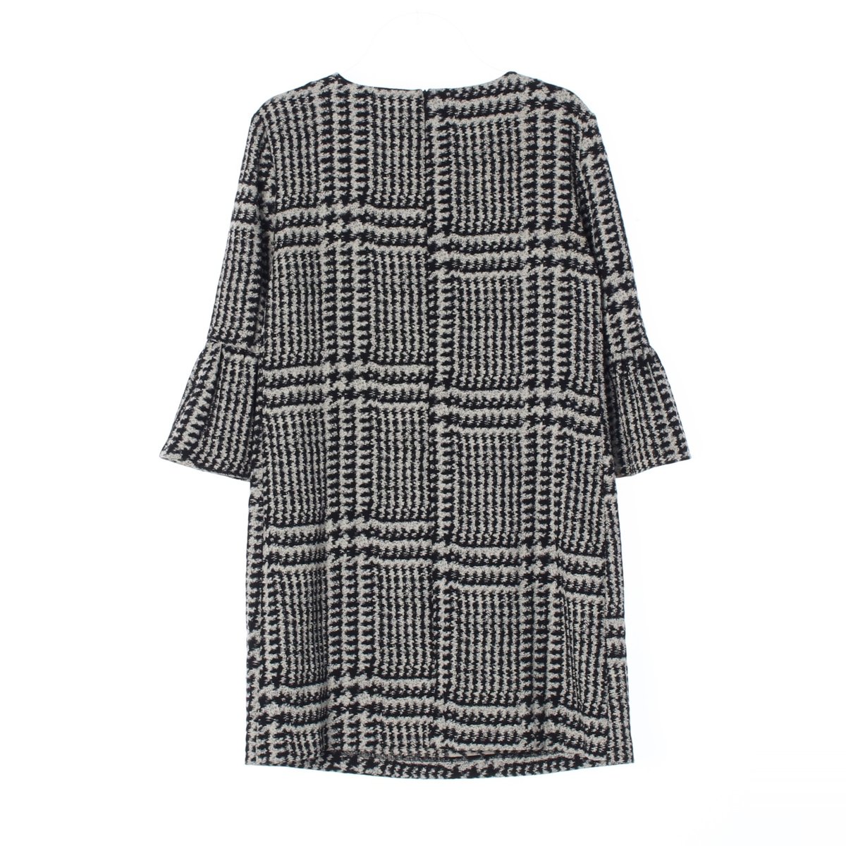 자라 블랙 화이트 체크 7부소매 원피스 이미지 4