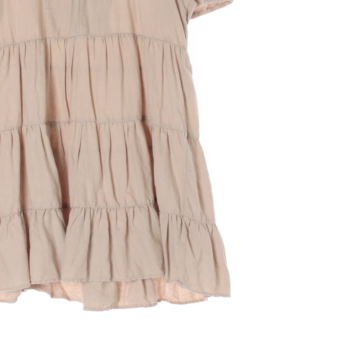 자라 베이지 린넨 캉캉 반팔 미니 튜닉원피스 이미지 3