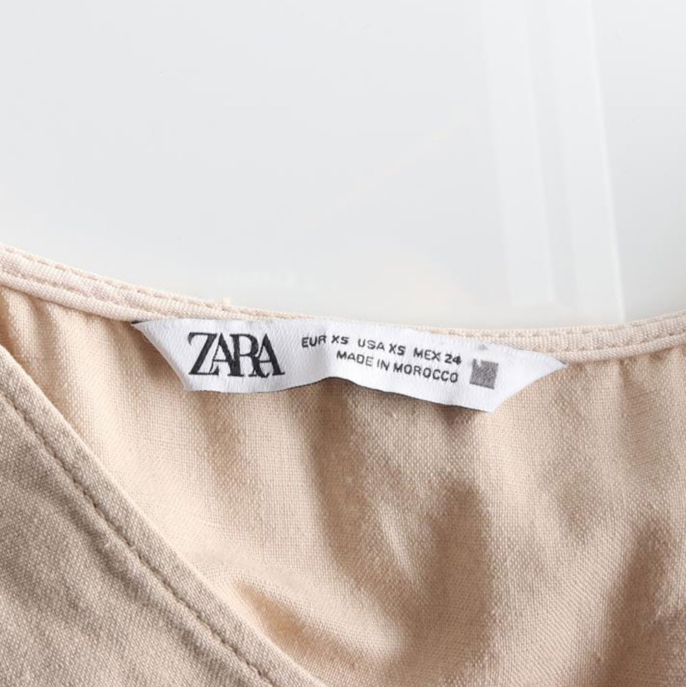자라 베이지 린넨 캉캉 반팔 미니 튜닉원피스 이미지 5
