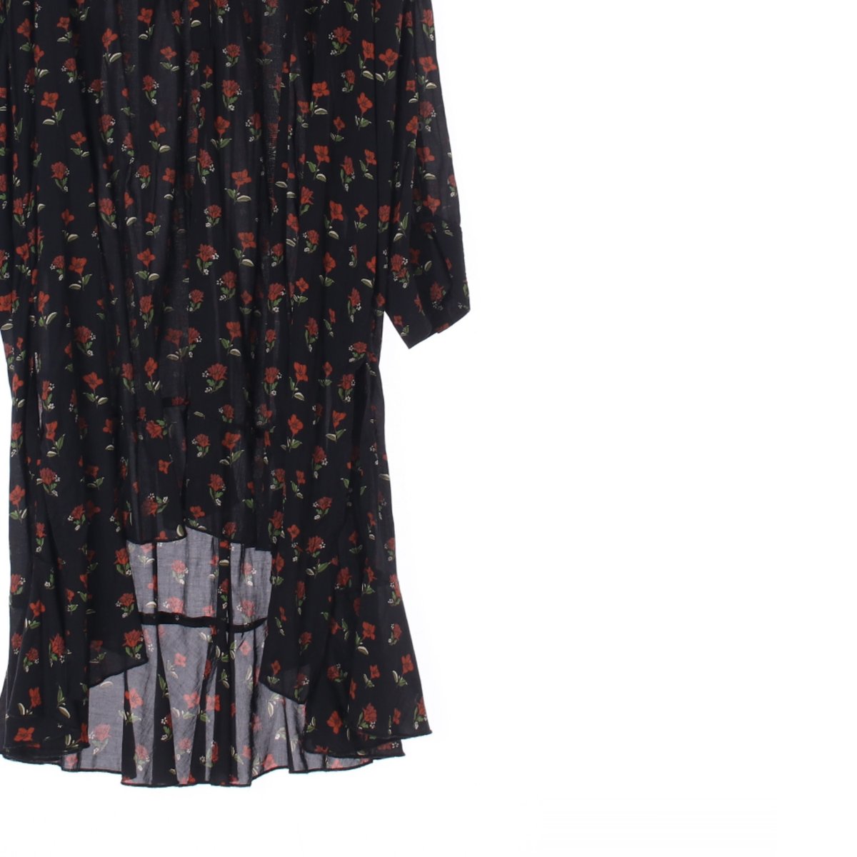 자라 블랙 플라워 언발란스 셔츠 롱 튜닉원피스 이미지 3