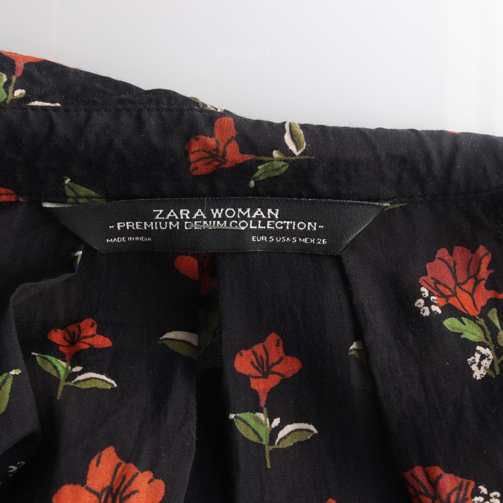 자라 블랙 플라워 언발란스 셔츠 롱 튜닉원피스 이미지 5