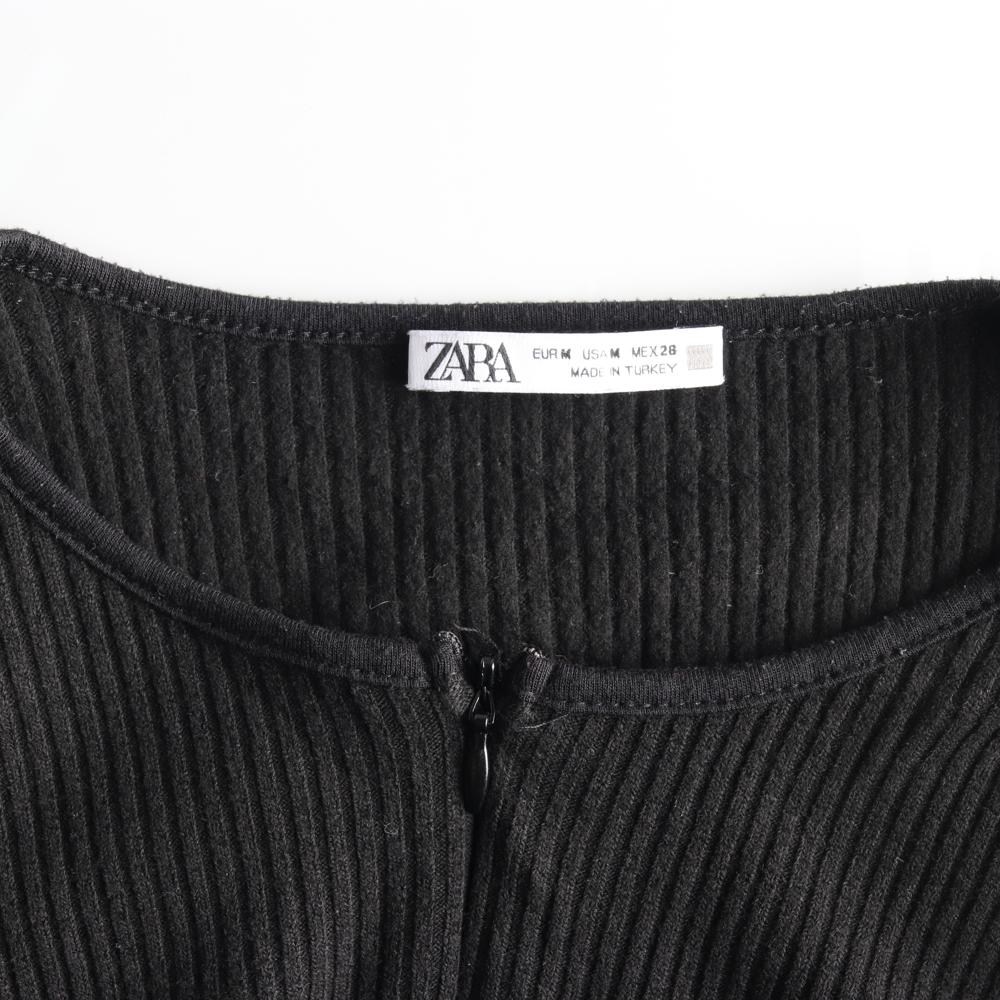 자라 블랙 하프집업 니트 골지 롱 원피스 이미지 5