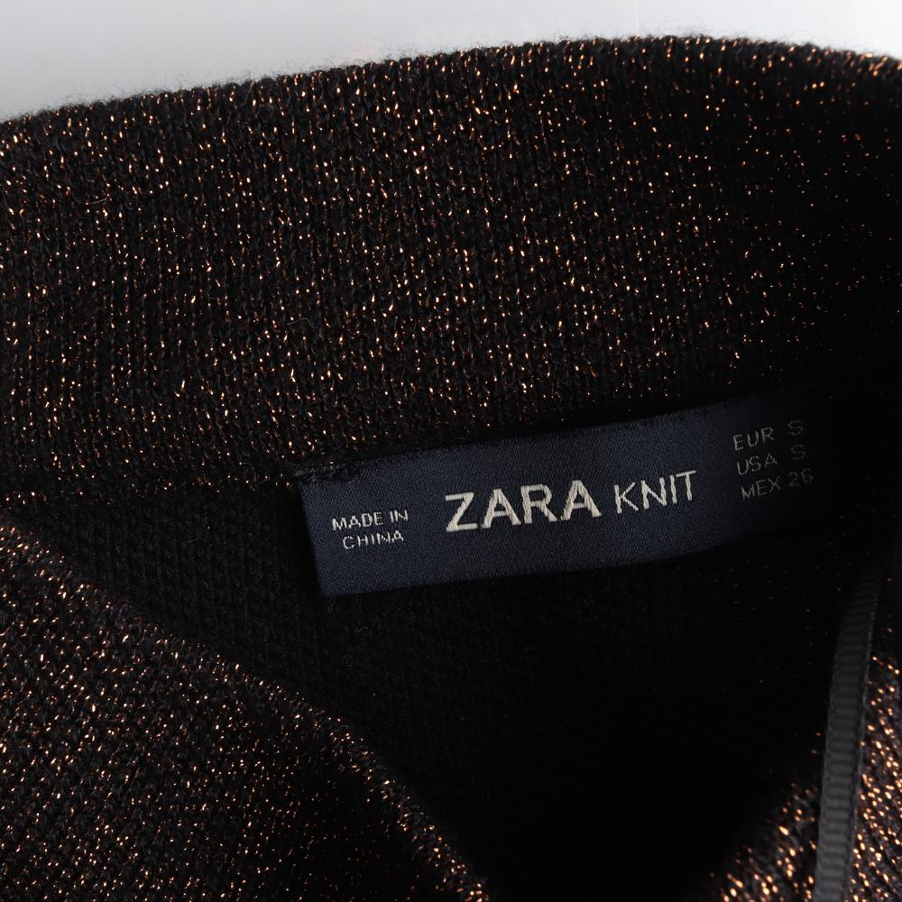 자라 블랙 골드 펄 모크넥 니트원피스 이미지 5