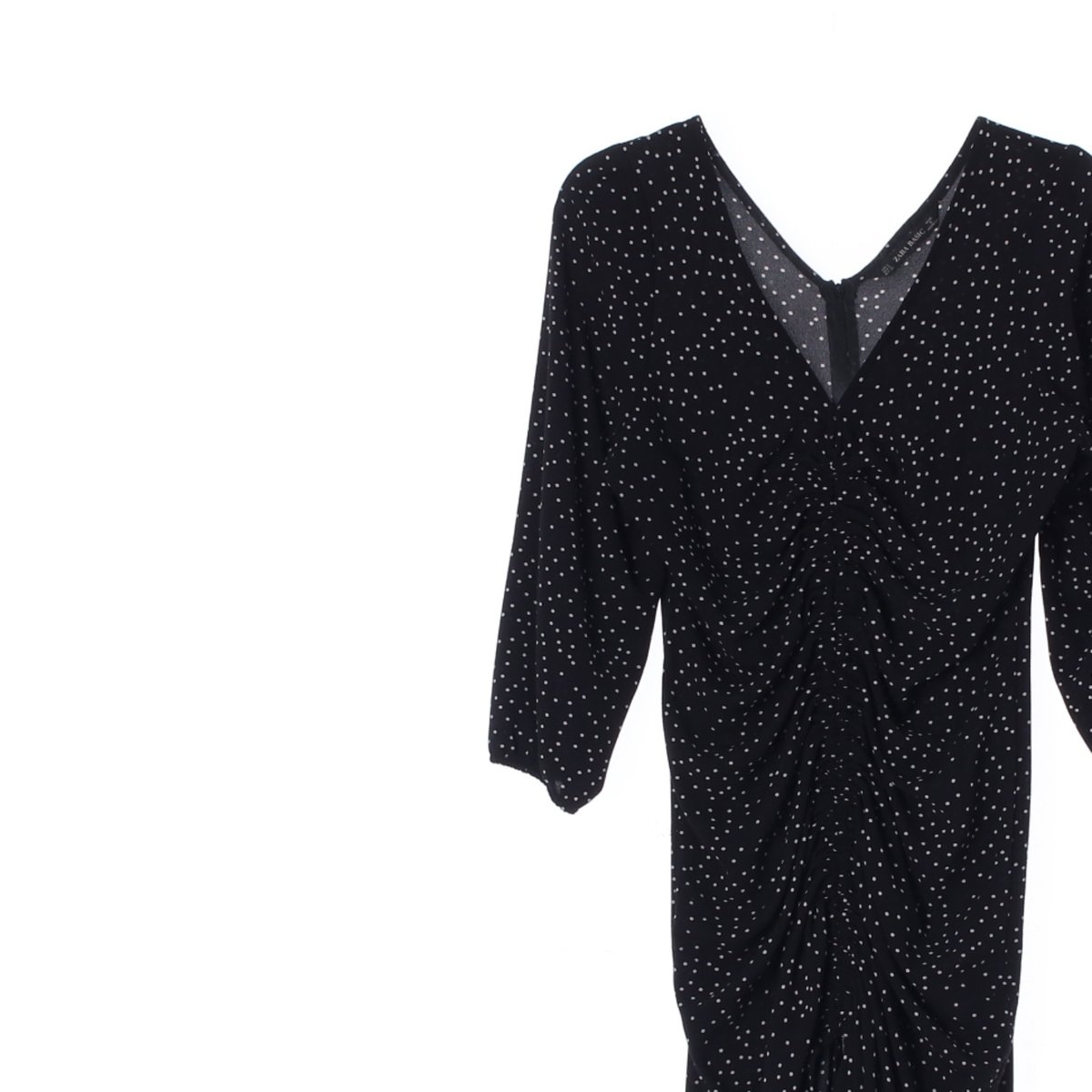 자라 블랙 브이넥 셔링 롱 드레스 이미지 2