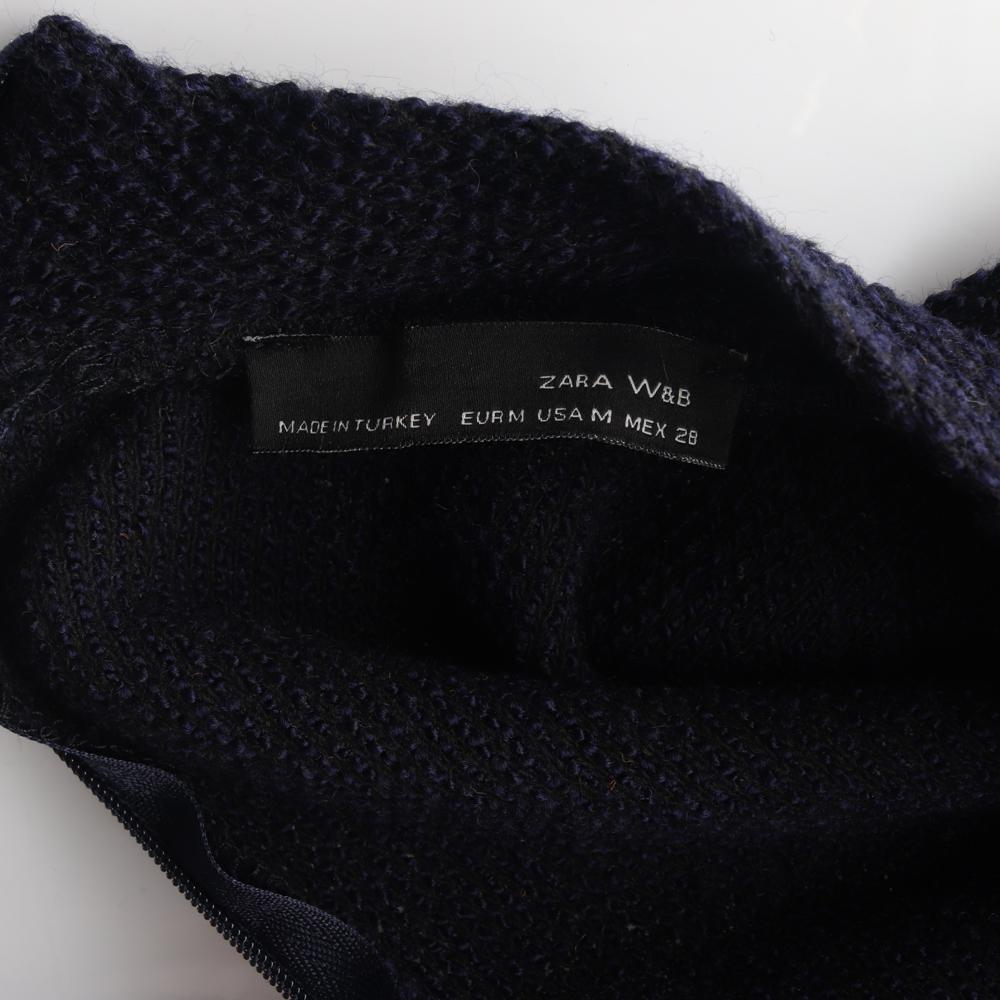 자라 네이비 반하이넥 니트 플레어 미니 드레스 이미지 5