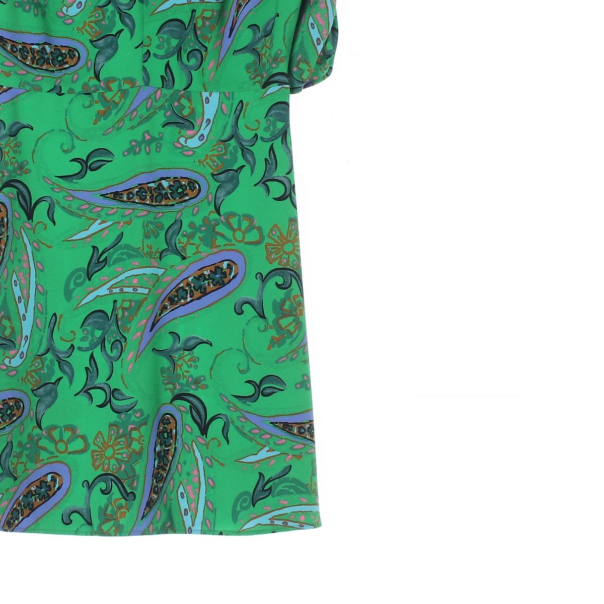 자라 그린 패턴 퍼프소매 반팔 원피스 이미지 3