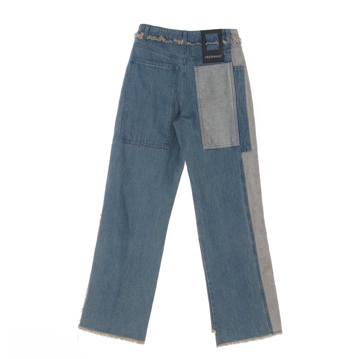 시티브리즈 연청 배색 와이드 데님 청바지 이미지 4