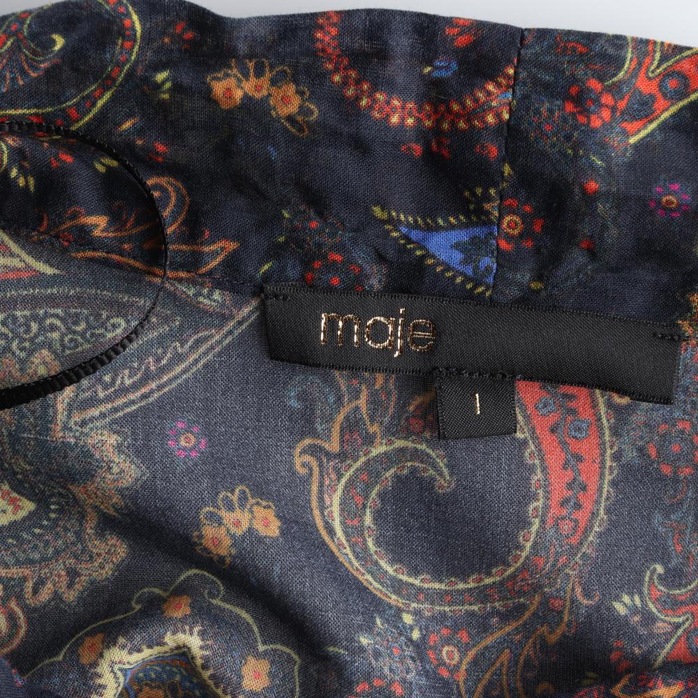 maje마쥬 블랙 패턴 리본 타이 셔츠 롱 원피스 이미지 5