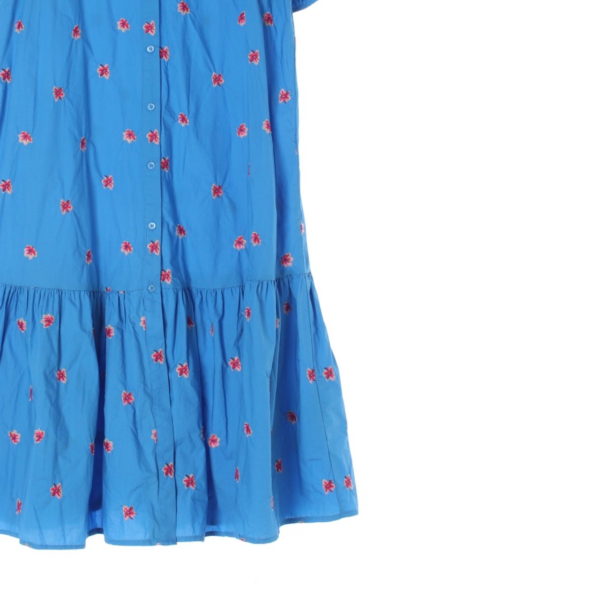 자라 블루 반팔 노카라 셔츠 롱 원피스 이미지 3