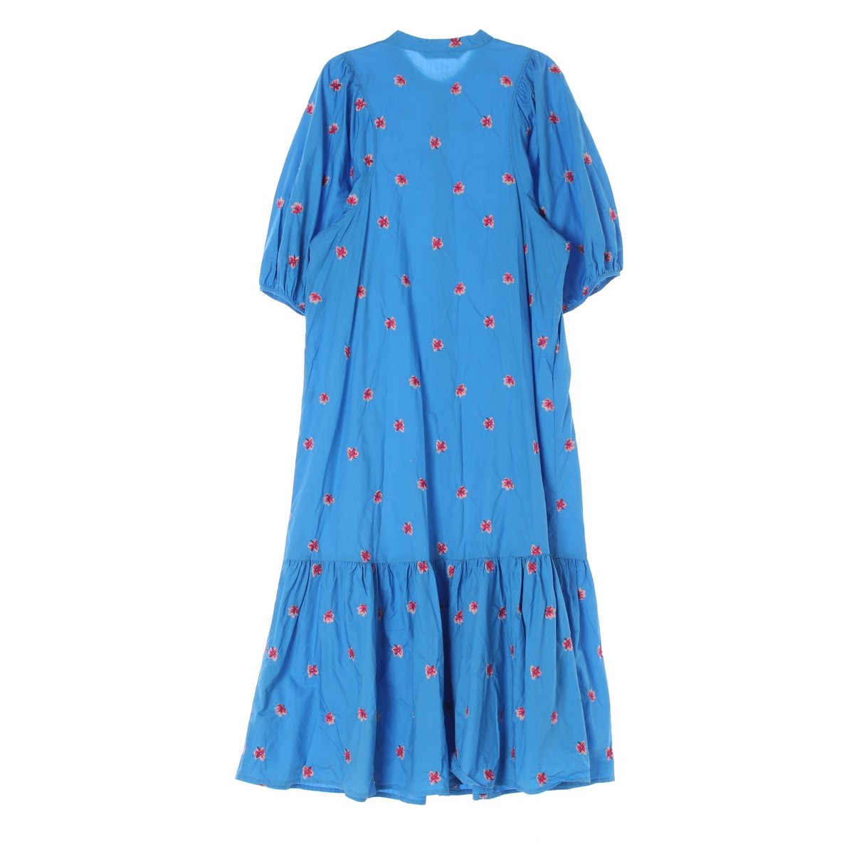 자라 블루 반팔 노카라 셔츠 롱 원피스 이미지 4