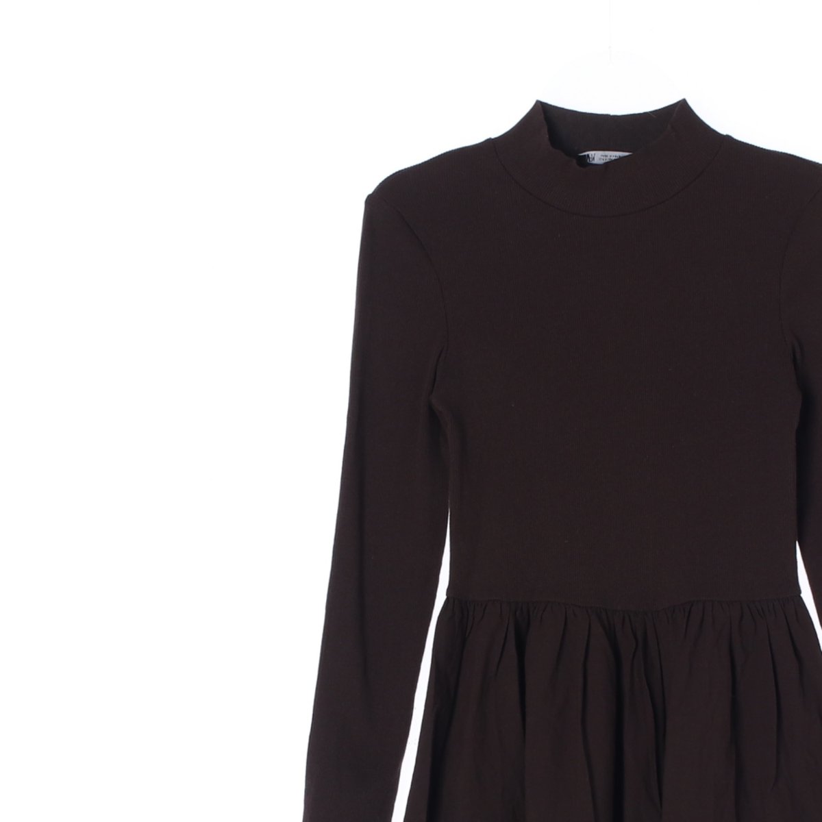 자라 브라운 모크넥 미니 원피스 이미지 2