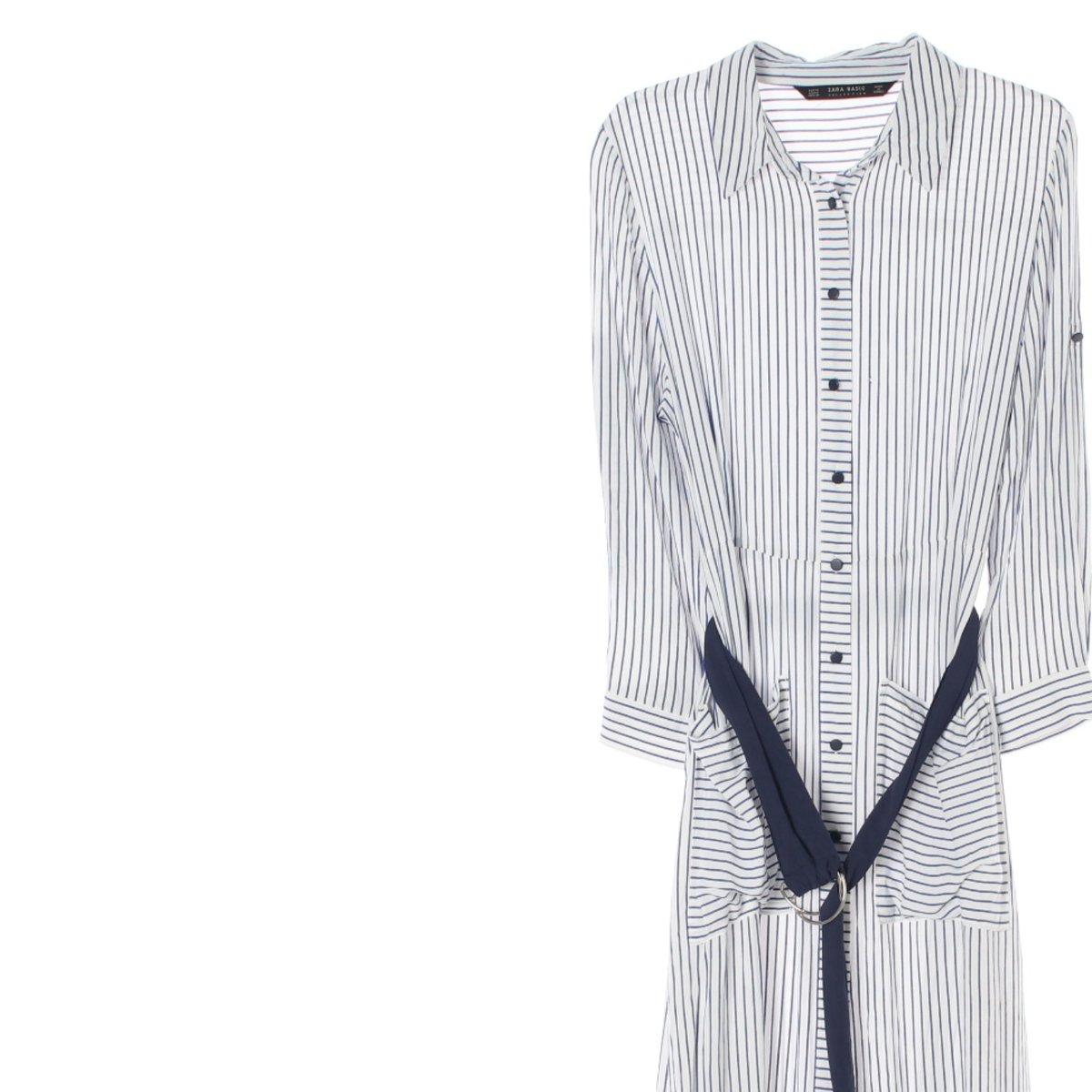 자라 화이트 블루 벨트 셔츠 롱 원피스 이미지 2