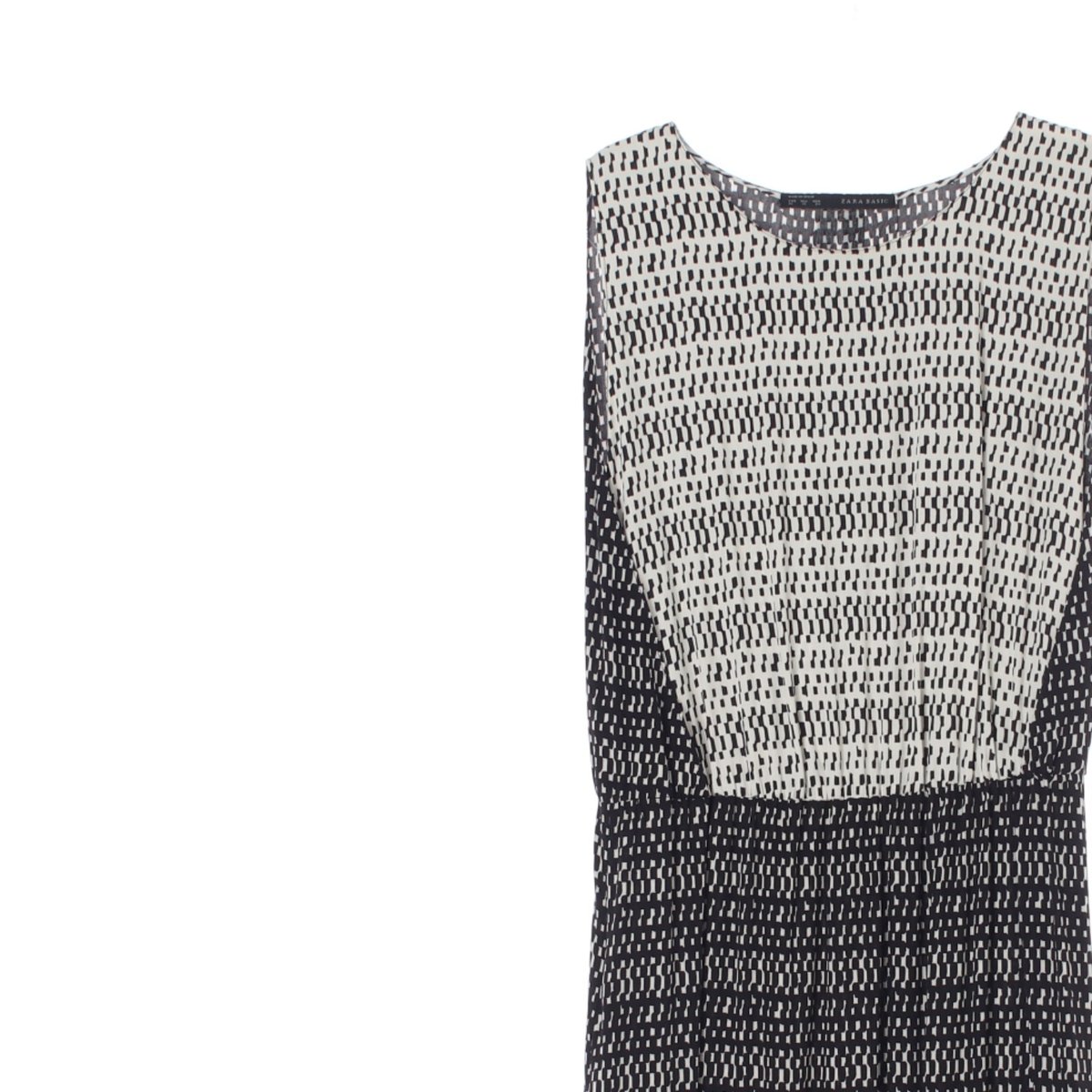 자라 블랙 화이트 패턴 민소매 미니 원피스 이미지 2