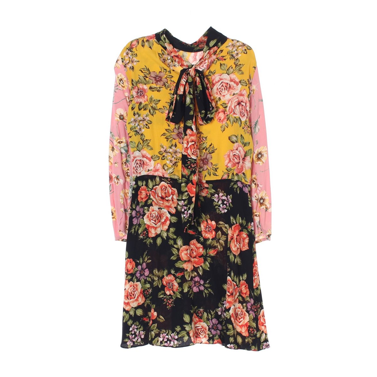 자라 플라워 배색 리본 타이 원피스 이미지 4