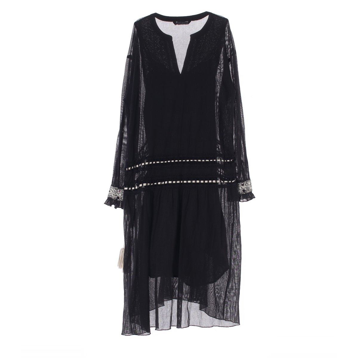 자라 블랙 에스닉 레이어드 롱 원피스 이미지 4