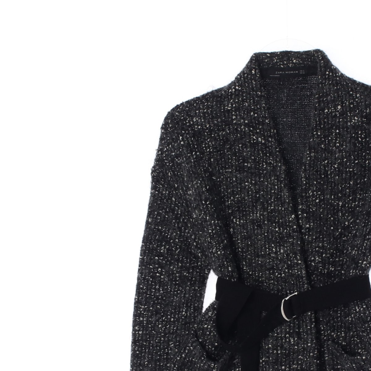 자라 블랙 벨트 울 가디건 재킷 이미지 2