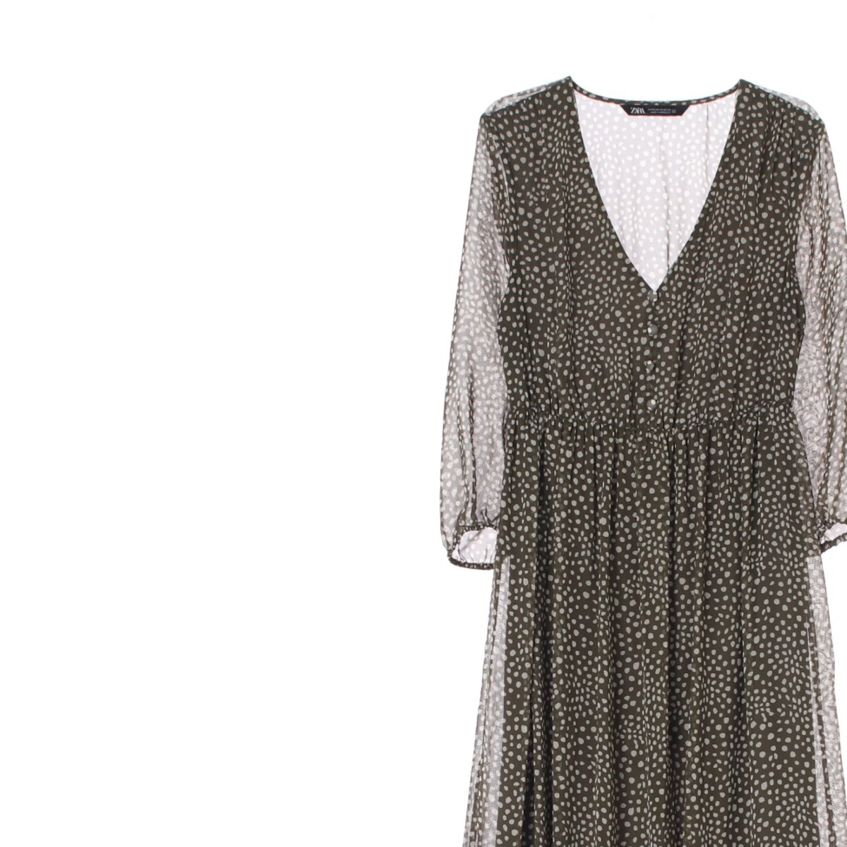 자라 카키 쉬폰 롱 드레스 이미지 2