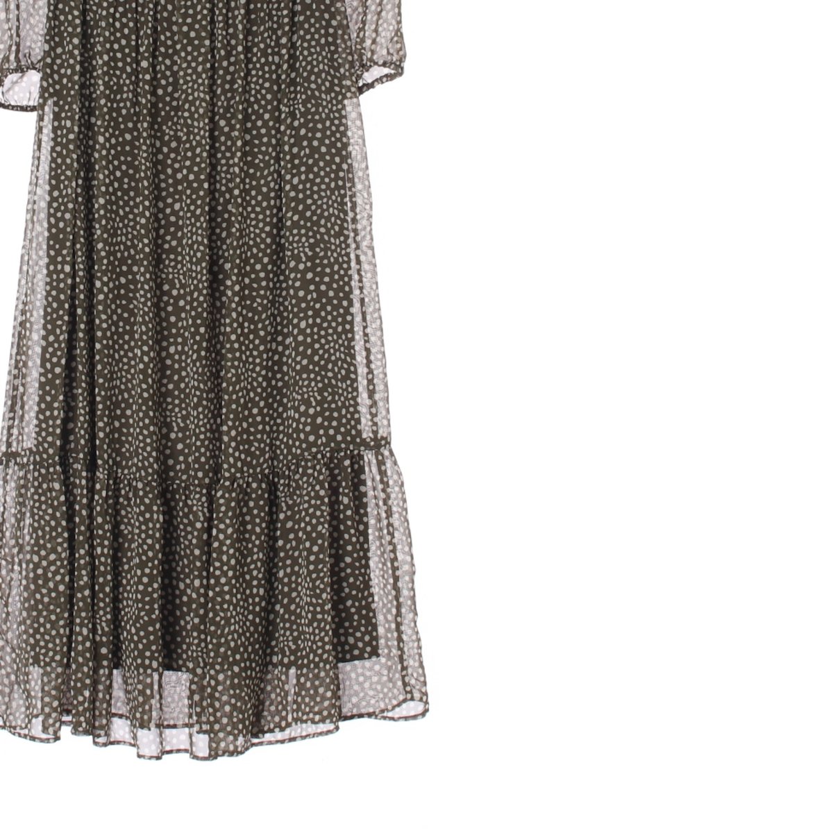 자라 카키 쉬폰 롱 드레스 이미지 3