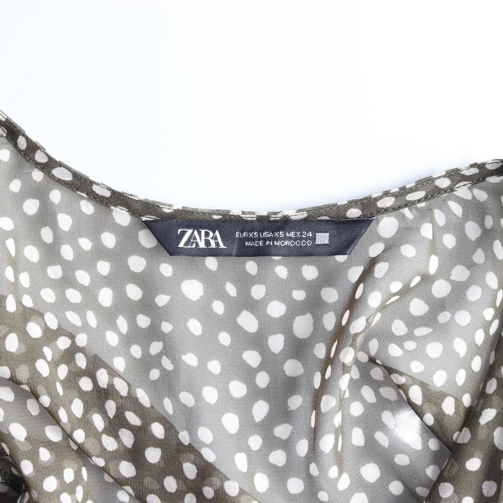 자라 카키 쉬폰 롱 드레스 이미지 5