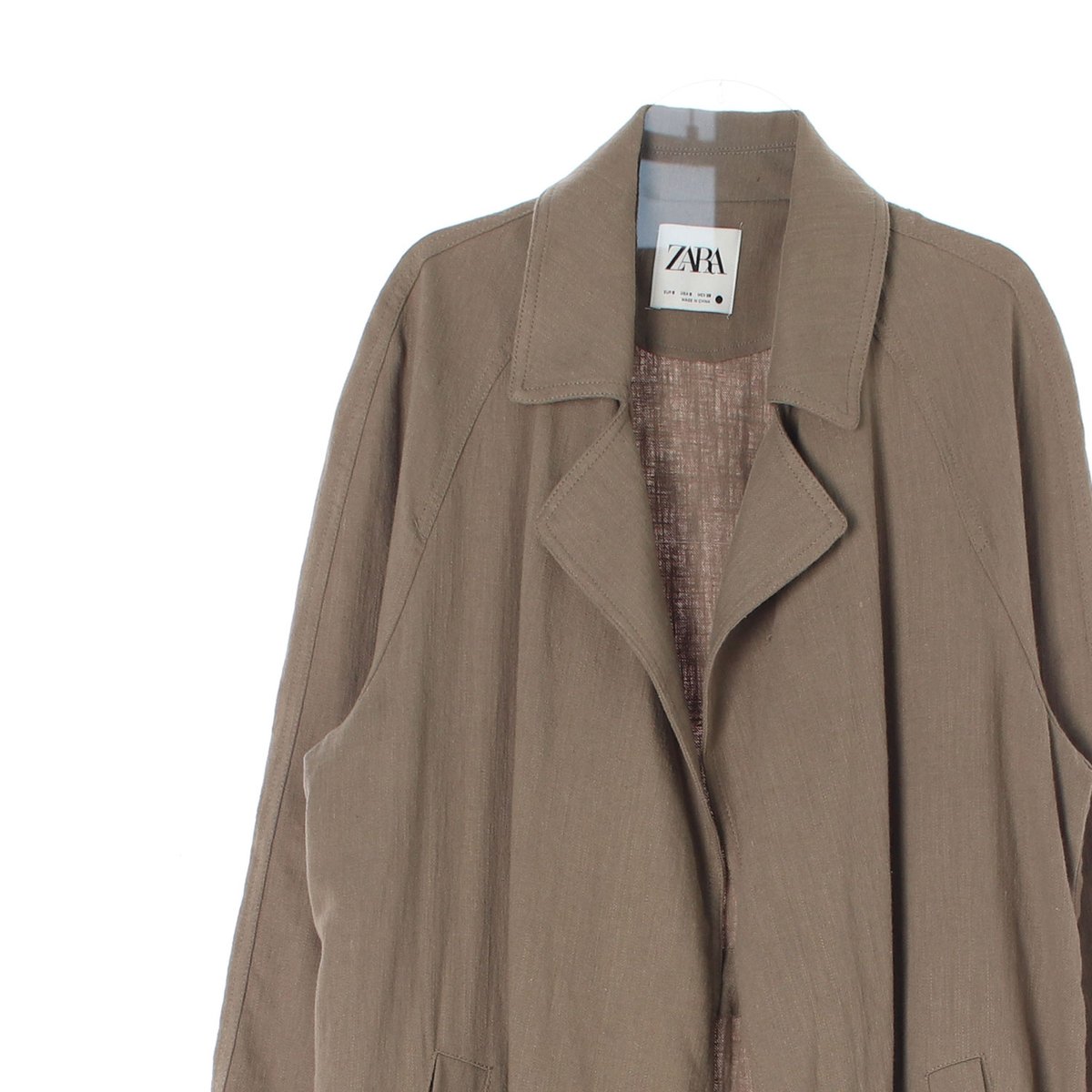 자라 카키 린넨 롱 재킷 코트 이미지 2