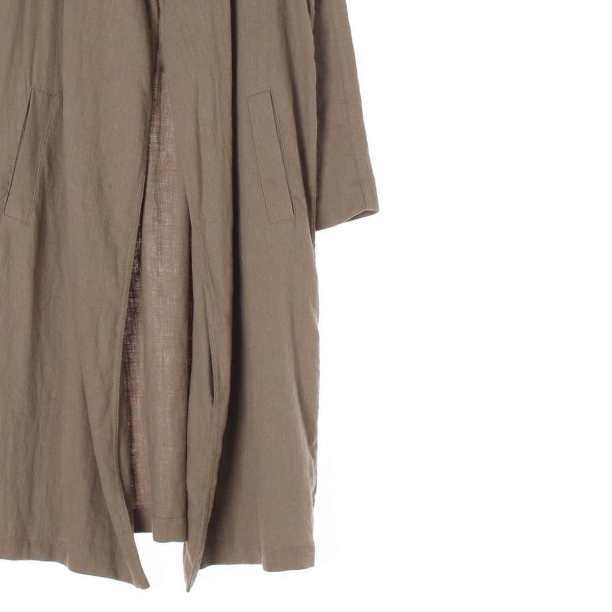 자라 카키 린넨 롱 재킷 코트 이미지 3