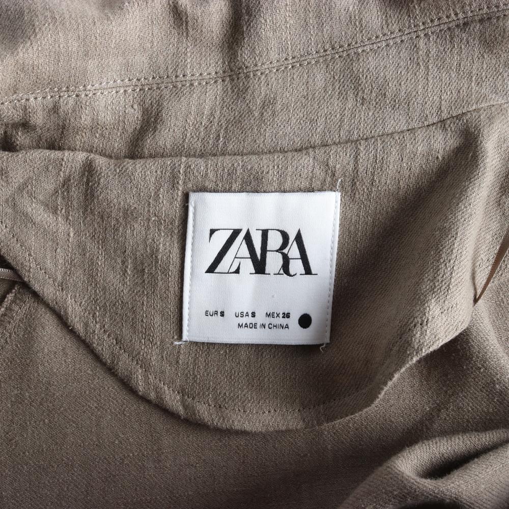 자라 카키 린넨 롱 재킷 코트 이미지 5