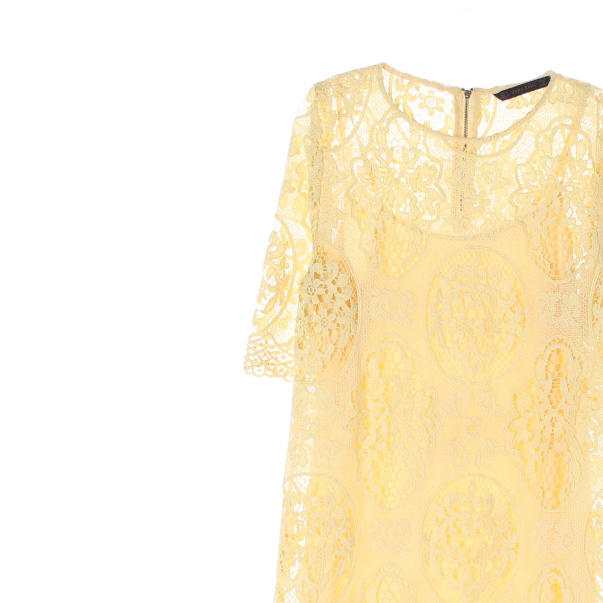 자라 옐로우 레이스 레이어드 반팔 튜닉원피스 이미지 2