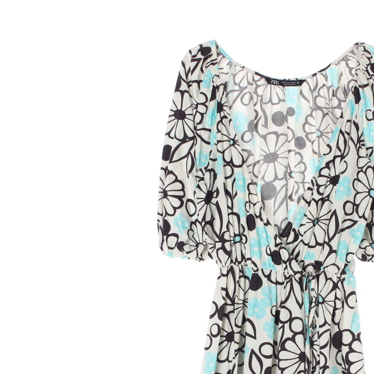 자라 민트 퍼프 랩 미니 원피스 이미지 2