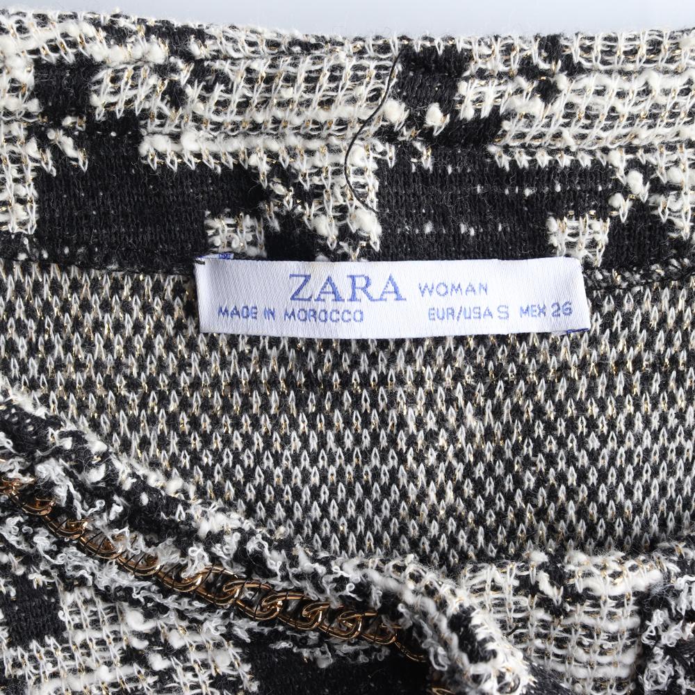 자라 진주 버튼 민소매 트위드 드레스 이미지 5