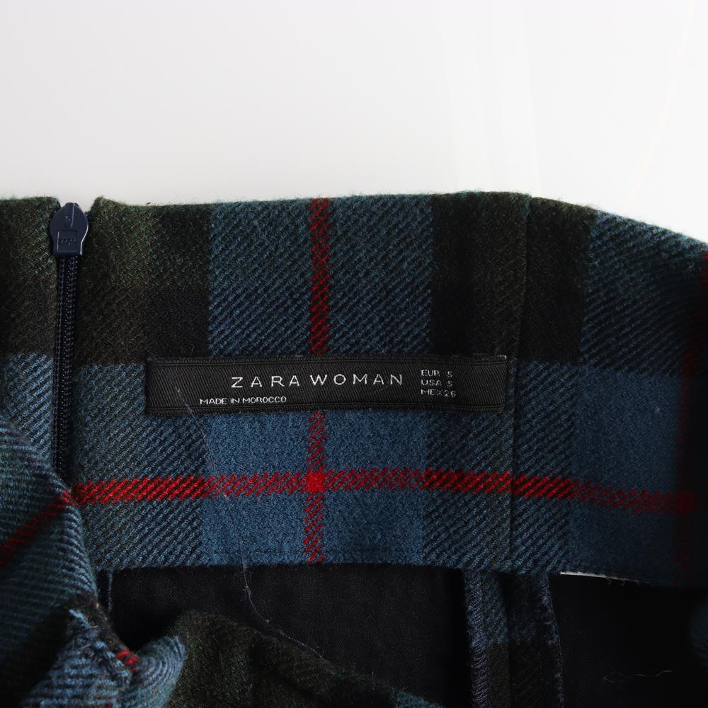 자라 블루 체크 하이웨이스트 스커트 이미지 5