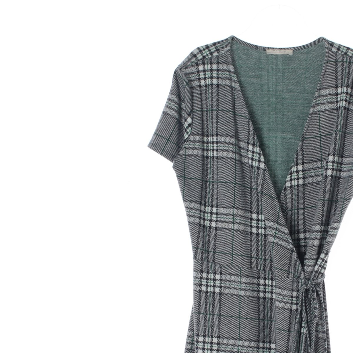 자라 그레이 체크 반팔 랩 미니 드레스 이미지 2