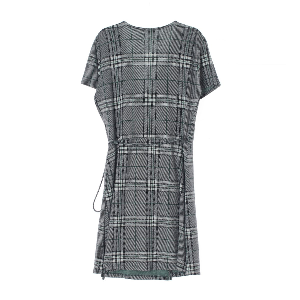 자라 그레이 체크 반팔 랩 미니 드레스 이미지 4