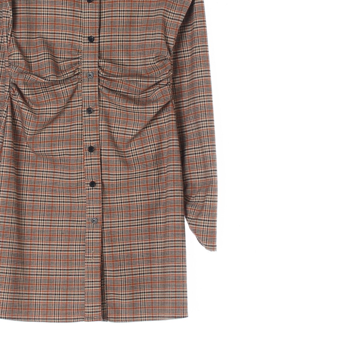 자라 브라운 체크 셔링 셔츠원피스 이미지 3