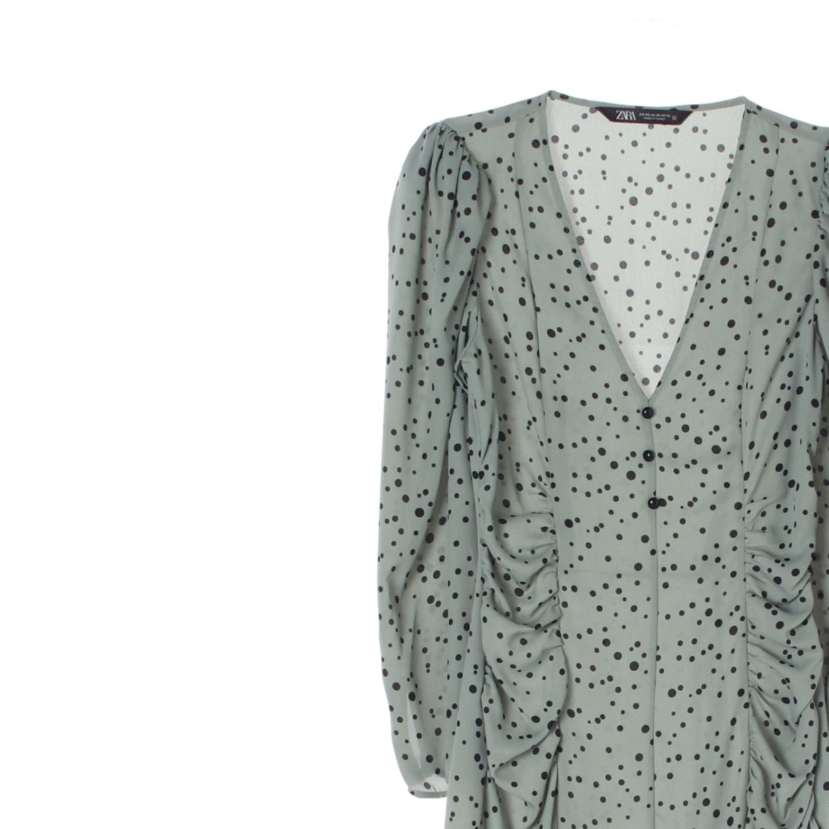 자라 그린 도트 브이넥 쉬폰 튜닉원피스 이미지 2