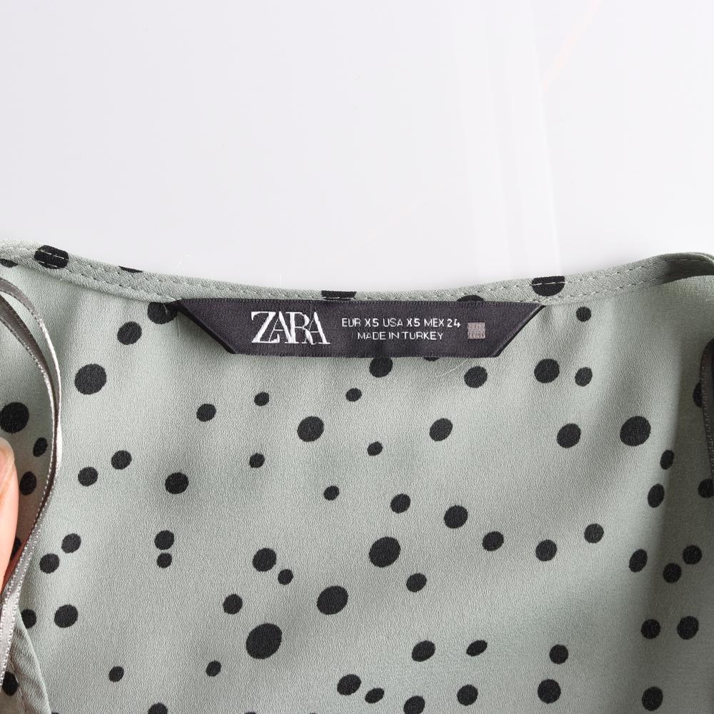 자라 그린 도트 브이넥 쉬폰 튜닉원피스 이미지 5