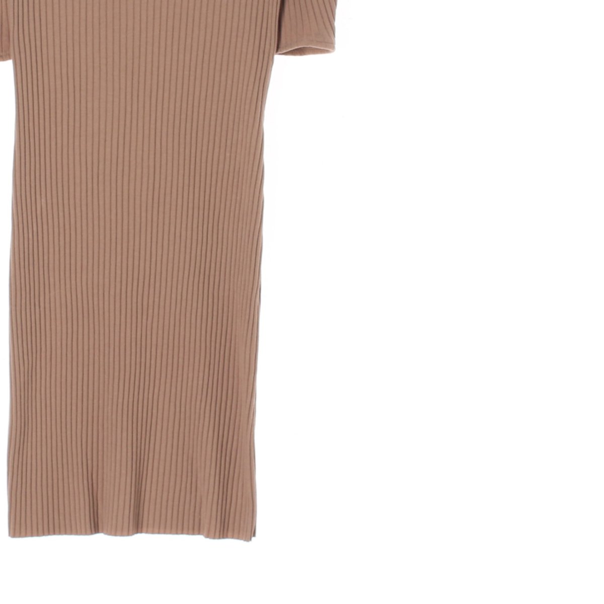 자라 베이지 라운드 반팔 골지 니트 원피스 이미지 3