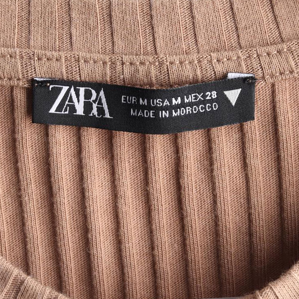 자라 베이지 라운드 반팔 골지 니트 원피스 이미지 5