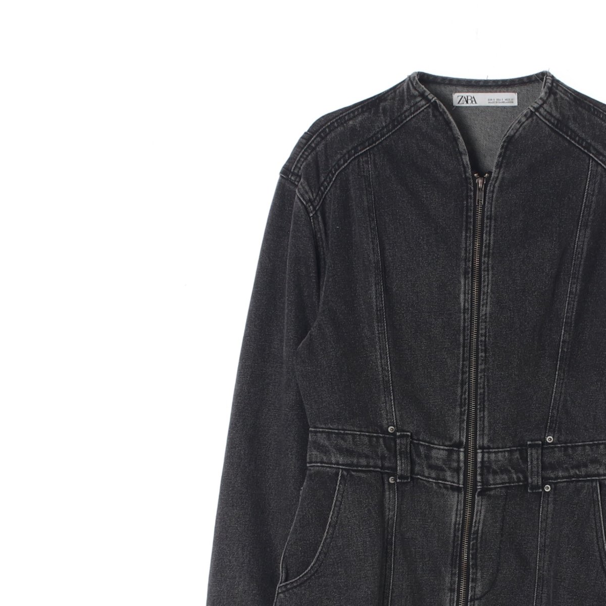 자라 흑청 집업 데님원피스 이미지 2