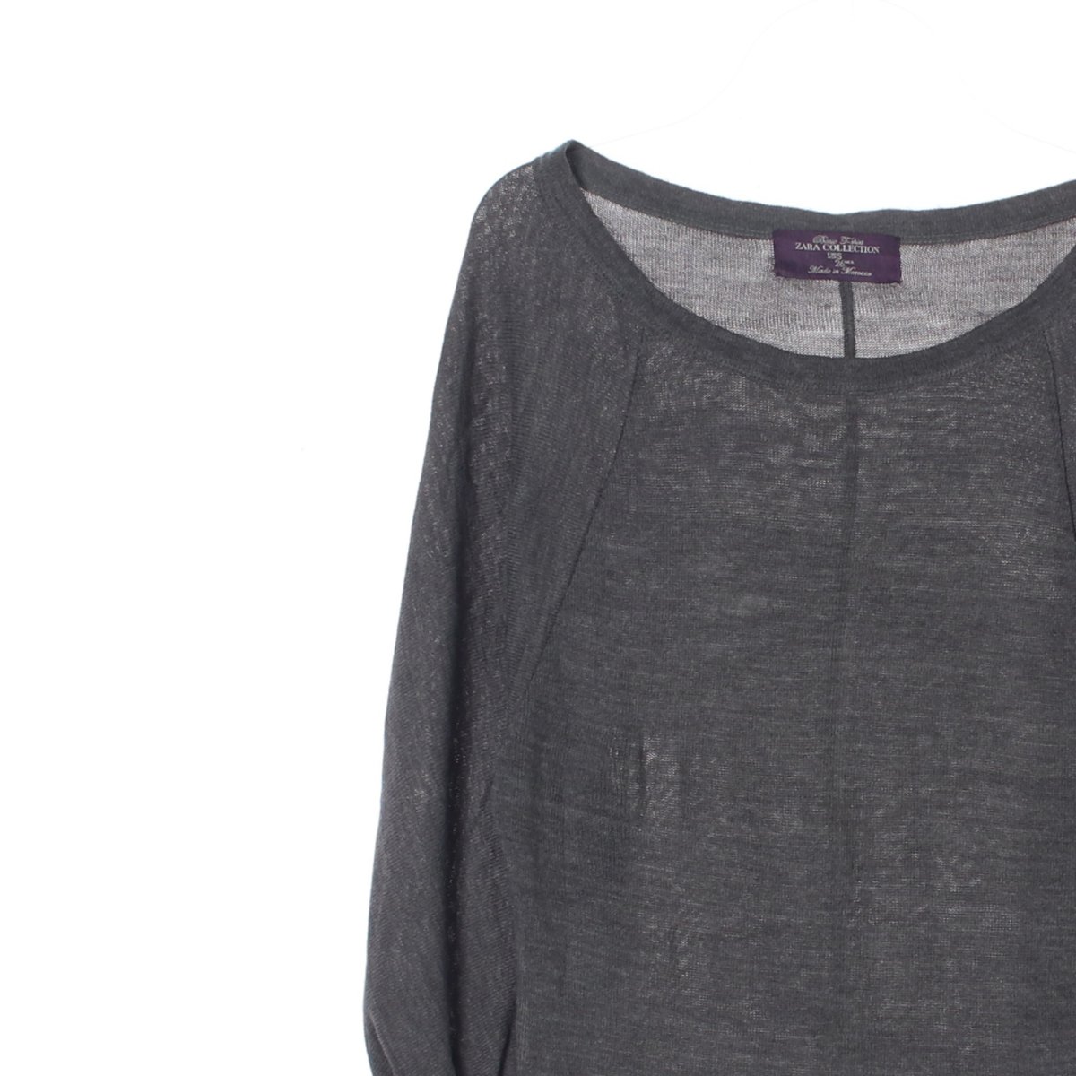 자라 컬렉션 그레이 손목 밴딩 니트 티셔츠 이미지 2