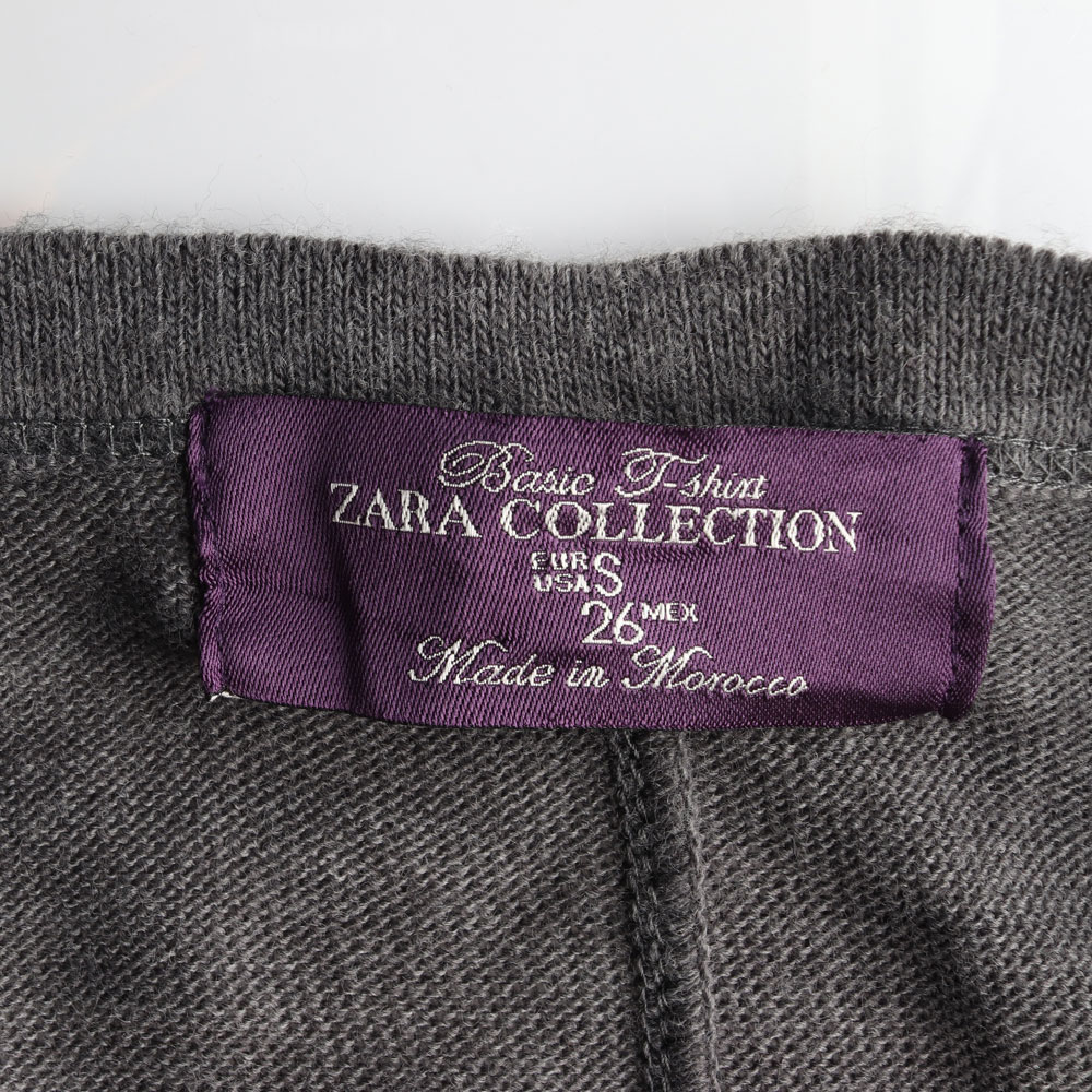 자라 컬렉션 그레이 손목 밴딩 니트 티셔츠 이미지 5