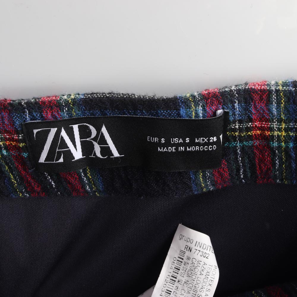 자라 레드 블루 체크 롱 스커트 이미지 5