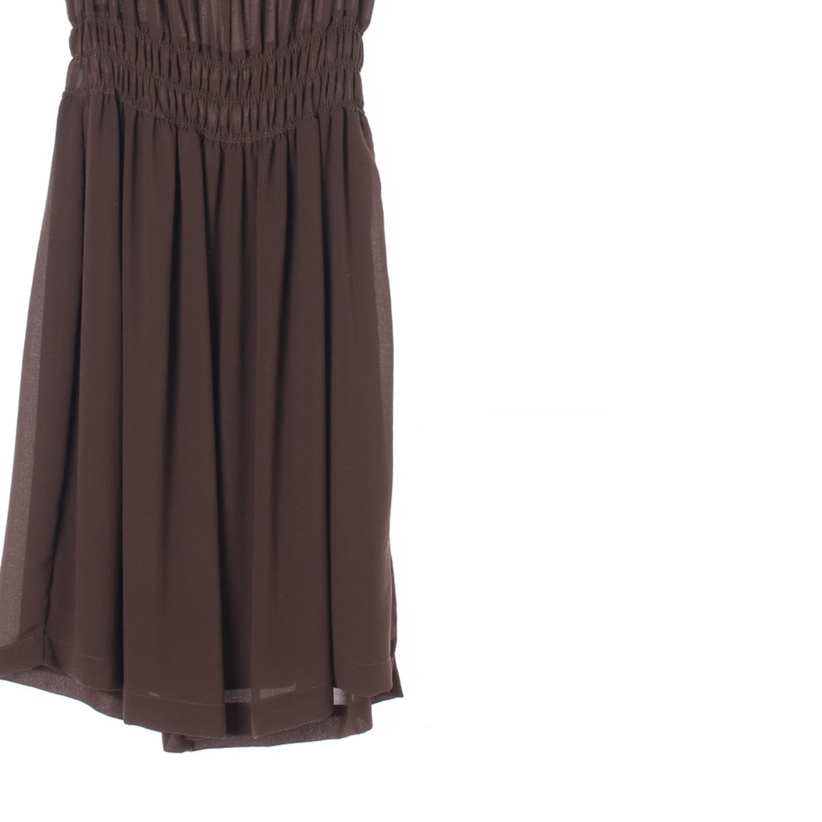 자라 브라운 민소매 셔링 드레스 이미지 3