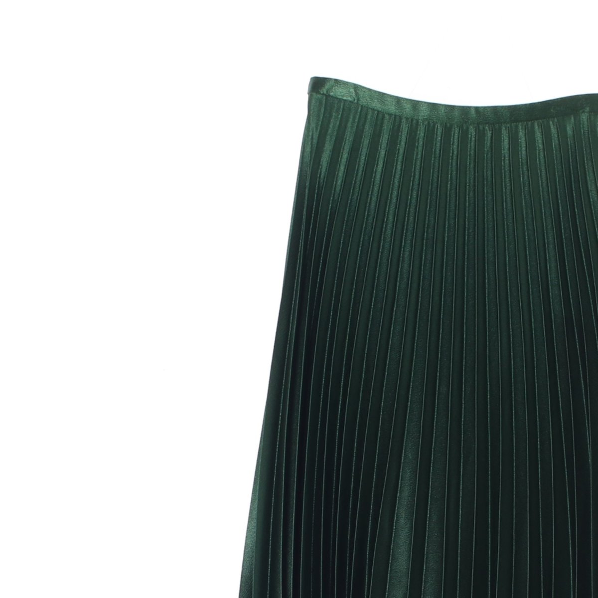 자라 그린 유광 플리츠 롱 스커트 이미지 2