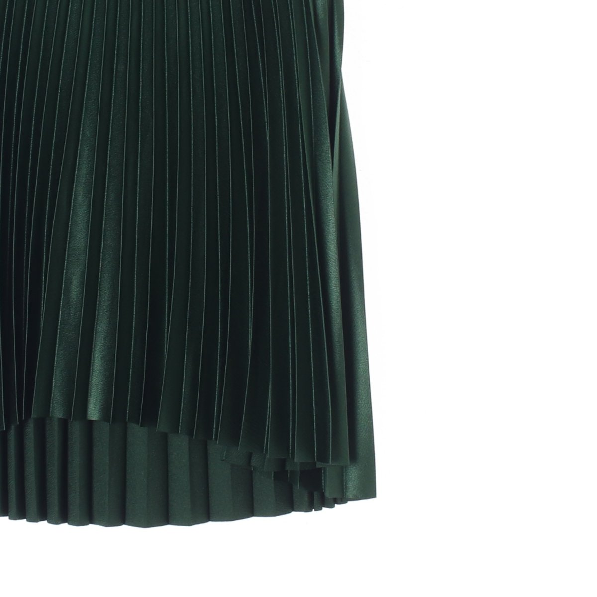 자라 그린 유광 플리츠 롱 스커트 이미지 3
